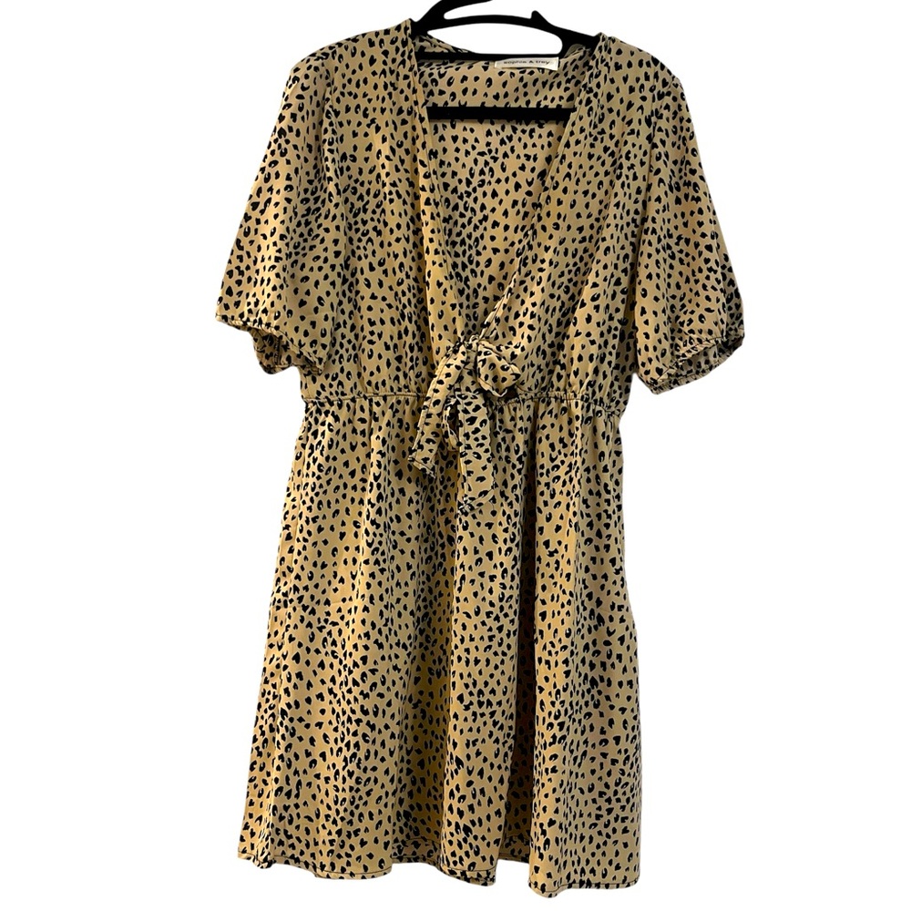 Leopard Animal Print Tie Front Cut-Out Elastic Waist Lightweight Mini Dress